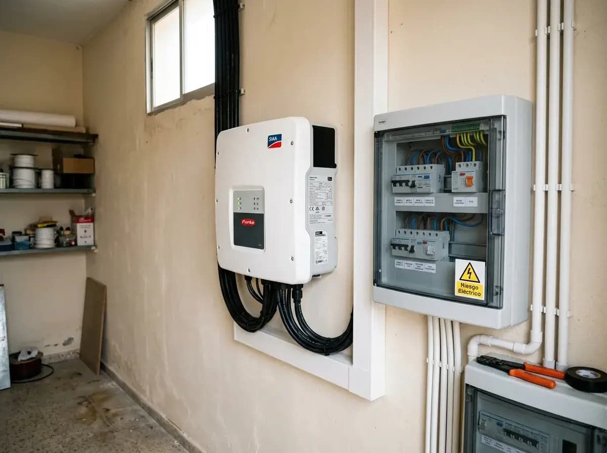 Cuadro de protecciones del inversor de una instalación fotovoltaica