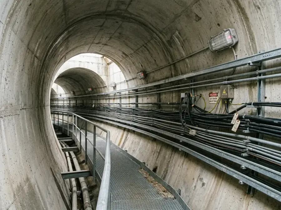 Galería subterránea de infraestructura hidráulica con instalación de telefonía interior