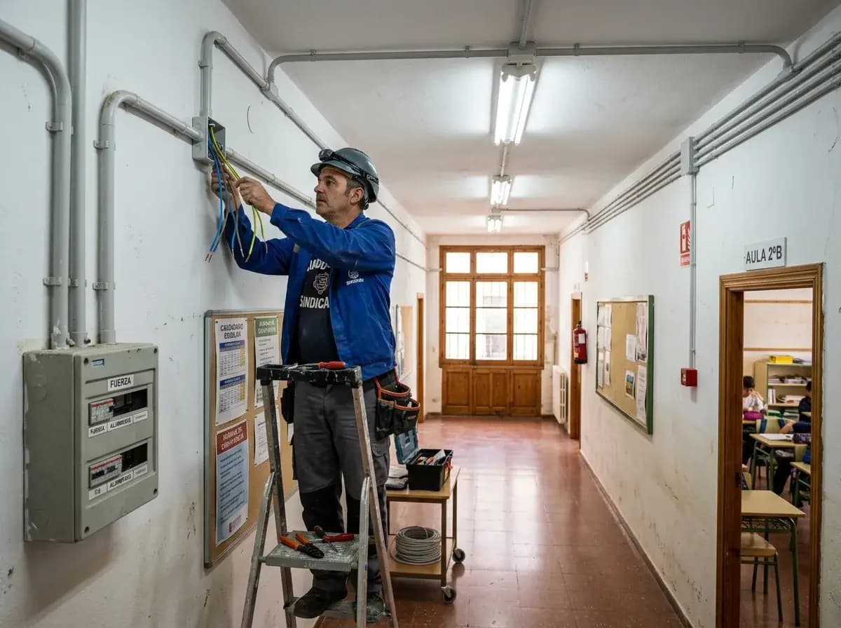 Instalación eléctrica de alumbrado en centro educativo municipal